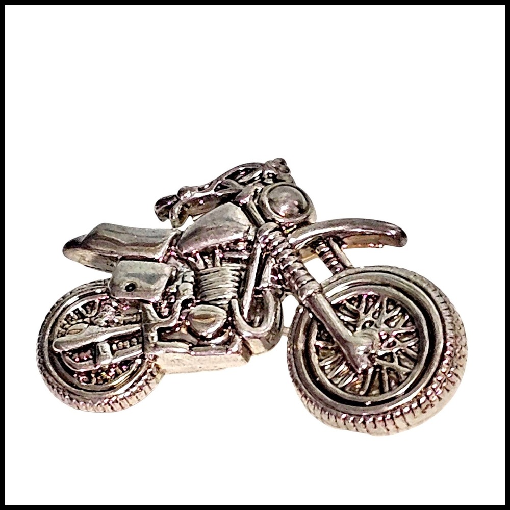 Beaucraft Motorcycle Pin Biker Lapel Brooch Silver Tone Detailed
